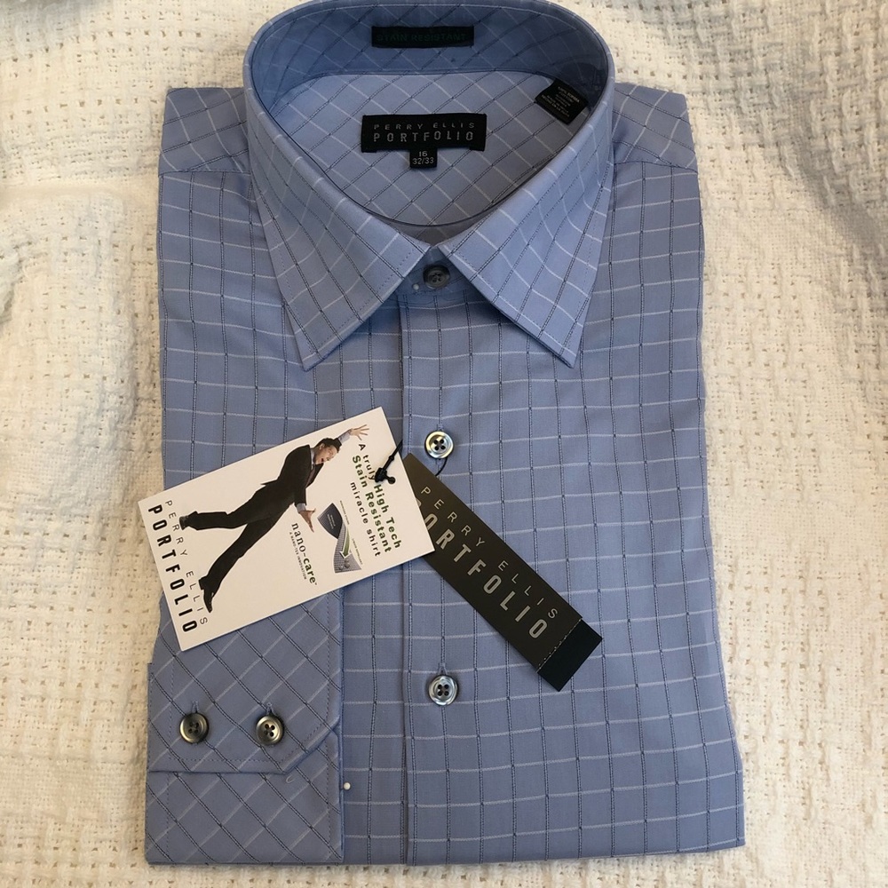 NWT Perry Ellis Portfolio 100% Cotton Dress Shirt